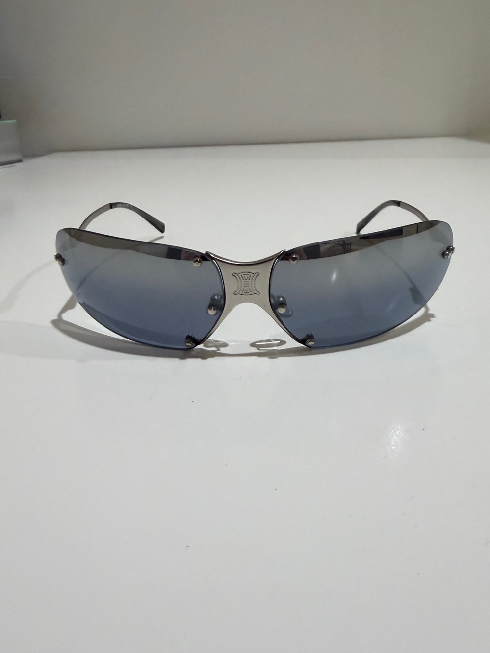 VTG Celine Triomphe Wrap Sunglasses SC 1032 Col. 581 Silver Y2K Deadstock Set - Picture 7 of 14